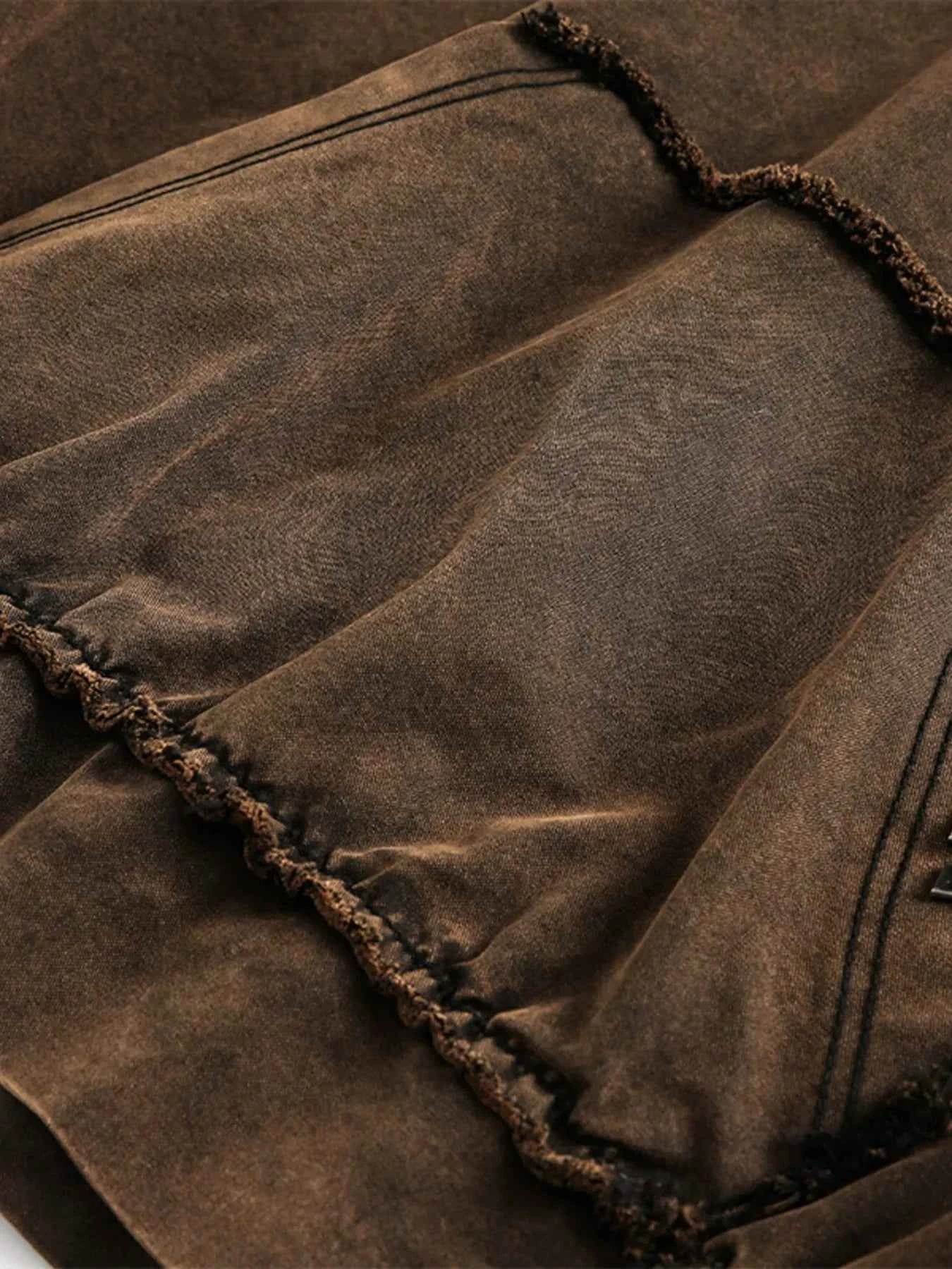 Men's Washed Frayed Hem Hoodie